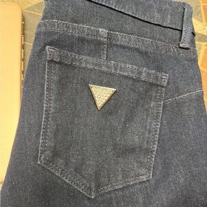 Women's Guess  Dark Jeans with rhinestone  Triangle Accent on back pocket